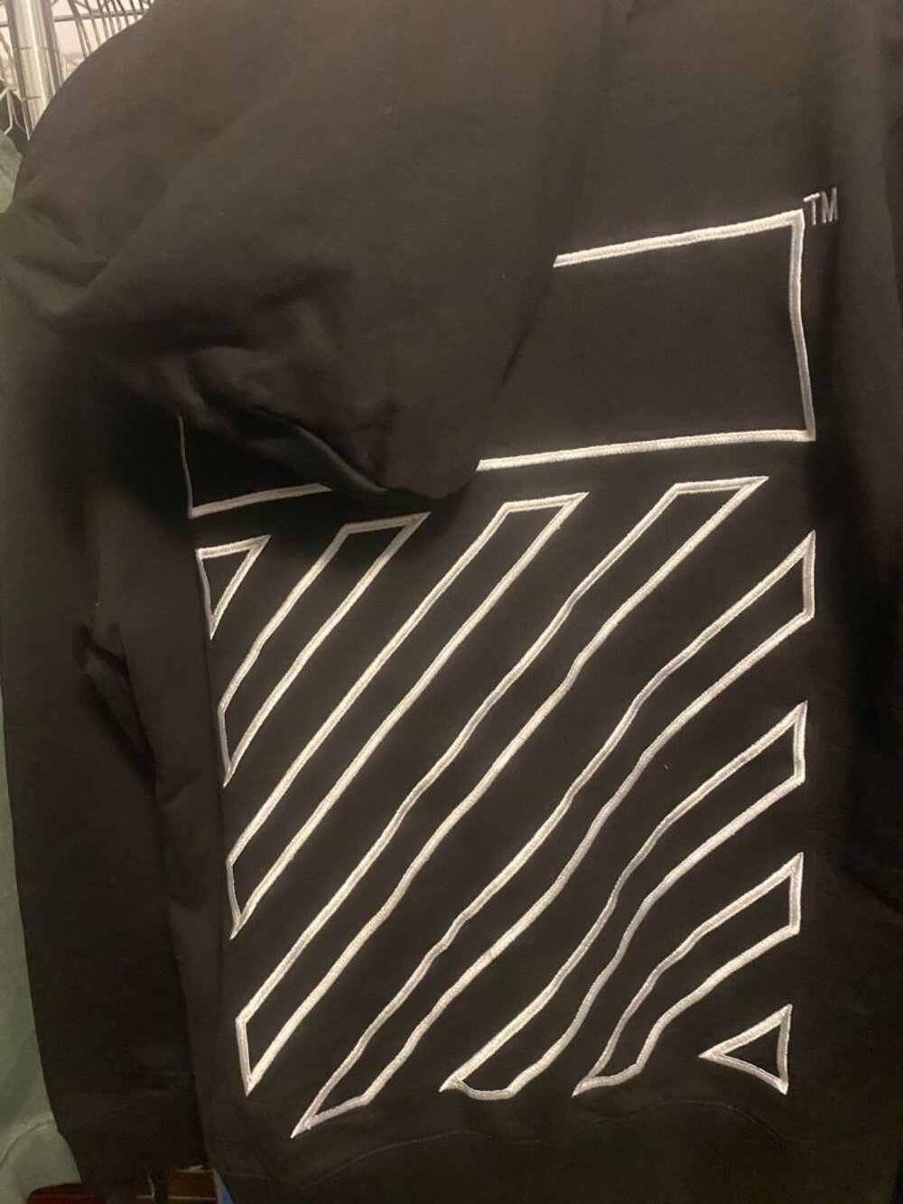 Off-White Black Outline Diagonal Graphic Pullover Hoodie Size L - Picture 2 of 4